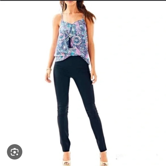 Lilly Pulitzer Alessia stretch dinner pants in black with side zipper closure - Picture 1 of 11